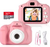 AyeKids Digitale Kindercamera HD 1080p - Vlog Camera voor Kinderen - Digitaal Kinderfototoestel - Klein Formaat Speelgoed Camera - Roze - Nederlandse Handleiding