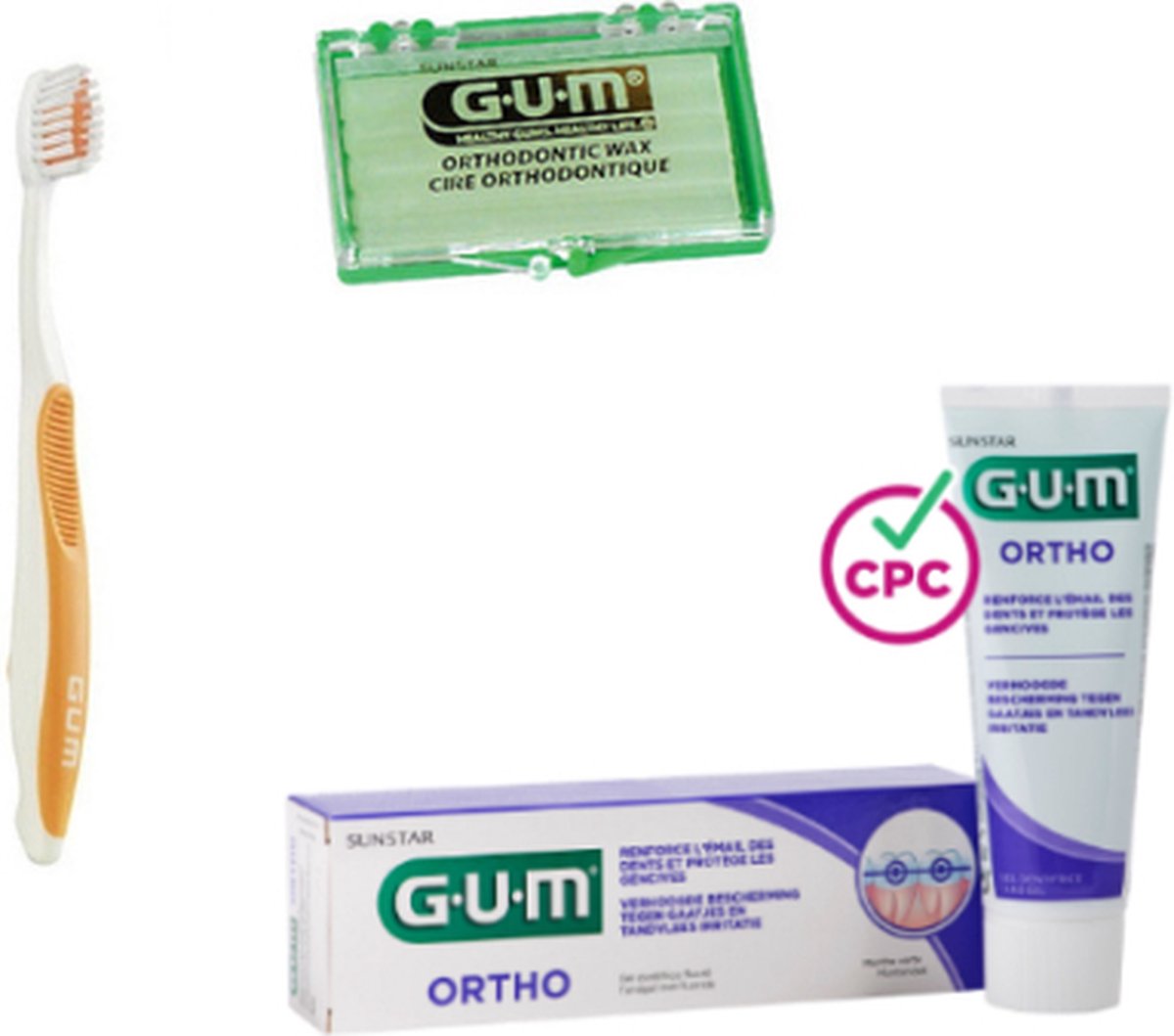 Goedkoopste GUM Ortho Voordeelpakket - Tandpasta Tandenborstel Wax