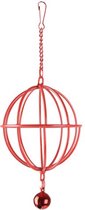 Flamingo voerbal mil rood - metaal - 7cm l x 7cm b x 18.5cm h
