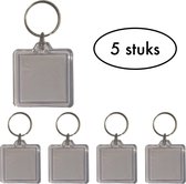 Foto sleutelhanger Vierkant – Acryl sleutelhanger – Transparant – Foto, tekst, Logo – Formaat 4 x 4 cm – 5 stuks