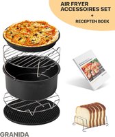 Granida® airfryer accessoires set - heteluchtfriteuse accessoires set - Geschikt voor de varianten XL en XXL - Gratis Recepten Boek