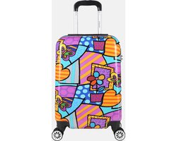 Decent Forenza Handbagage koffer lichtgewicht - Reiskoffer trolley – Koffer met print - Reis rolkoffer met wieltjes - Reistrolley op wielen - Luggage suitcase - 55x35x25 cm - Bagage 55 cm - Hearts