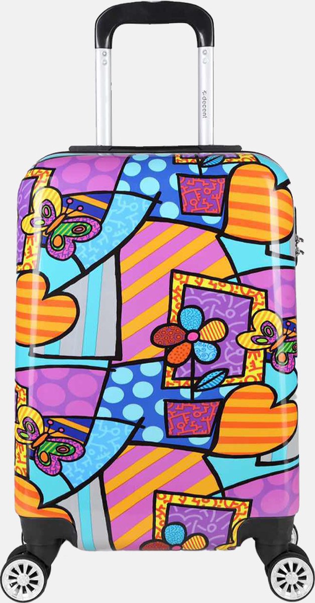 Decent Forenza Handbagage koffer lichtgewicht - Reiskoffer trolley – Koffer met print - Reis rolkoffer met wieltjes - Reistrolley op wielen - Luggage suitcase - 55x35x25 cm - Bagage 55 cm - Hearts