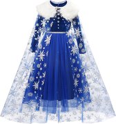 Frozen Elsa verkleedjurk - Nieuwste versie super kwaliteit - helder hemelsblauw - plus cape!