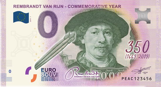 Thumbnail van een extra afbeelding van het spel 0 Euro biljet 2019 - Rembrandt Zelfportret KLEUR