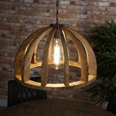 Hanglamp Eetkamer Ø60 gebogen houten spijlen / Massief mango naturel / Massief mango naturel - Industrieel hanglampen - Design Plafond lamp