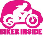 Biker inside sticker voor op de auto - Auto stickers - Auto accessoires - Stickers volwassenen - 15 x 12 cm Roze