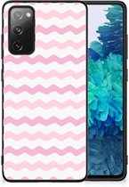 Bumper Hoesje Geschikt voor Samsung Galaxy S20 FE GSM Hoesje met Zwarte rand Waves Roze