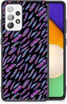 Backcover Soft Siliconen Hoesje Geschikt voor Samsung Galaxy A52 | A52s (5G/4G) Telefoonhoesje met Zwarte rand Feathers Color