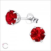 Aramat jewels ® - Zilveren oorbellen 6mm rood swarovski elements kristal