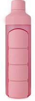 YOS Bottle - waterfles met 4-vaks pillendoos - 375ml - roze - BPA-vrij