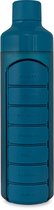 YOS Bottle - Drinkfles met Pillendoos 7 Dagen - Handige waterfles met aankoppelbare Pillendoos - 375 ML - Blauw