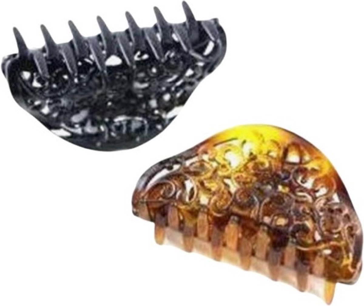 Grote Haarklemmen - Haarclip - Bruin/Zwart - 11 cm Set 2 Stuks (037)