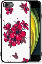 Telefoon Hoesje Geschikt voor iPhone 7/8/SE 2020/2022 Foto hoesje met Zwarte rand Blossom Red