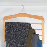 Luxe broekhangers 4in1 - natuurlijke houtkleur - multifunctionele pantalonhanger - optimaal voor ruimte besparing - ophangen van 4 broeken en/of pantalons tegelijk