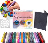 CREACOL Acryl Stiften – 24 Verfstiften - Tekenset - Mandala - Happy Stones Stiften - Acrylstiften voor Stenen Schilderen