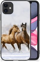 TPU Back Cover Geschikt voor iPhone 11 Smartphone Hoesje met Zwarte rand Paarden