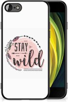 Siliconen Back Cover iPhone 7/8/SE 2020/2022 Telefoon Hoesje met Zwarte rand Boho Stay Wild