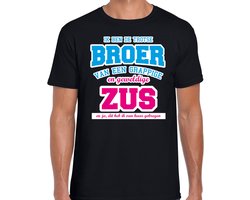 Ik ben de trotse broer - cadeau t-shirt - zwart voor heren - verjaardag / kado / bedankt shirt S