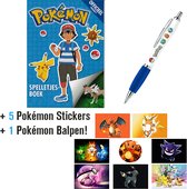Pokemon Spelletjesboek + Pokémon Balpen + 5 Pokémon Stickers {Speelgoed voor jongens meisjes kinderen | Pokemon GO Sword & Shield Spelletjes Sticker Boek}