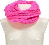 Apollo - Feest snood gebreid - Carnaval snood - Fluor rose - one size - Colsjaal - Carnaval accessoires - Party