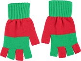Vingerloze handschoenen | Handschoenen carnaval | handschoenen carnaval groen/rood | one size | Vingerloze handschoenen dames | Vingerloze handschoenen heren | fingerless gloves |