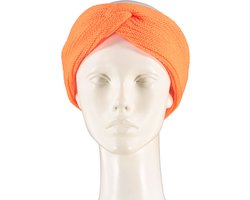 Apollo - Gebreide Hoofdband - gekleurde hoofdband - fluor oranje - one size - Carnaval - Carnaval accessoires - Hoofdband