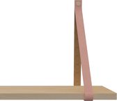 Handles and more Leren plankdragers - met sierschroeven - 100% leer – Zachtroze – set van 2 leren plank banden