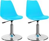 Decoways - Eetkamerstoelen draaibaar 2 stuks kunstleer blauw