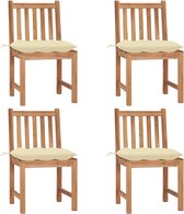 Decoways - Tuinstoelen 4 stuks met kussens massief teakhout