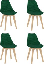 Decoways - Eetkamerstoelen 4 st fluweel donkergroen