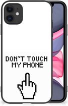 Hoesje Geschikt voor iPhone 11 Leuk TPU Back Case met Zwarte rand Finger Don't Touch My Phone