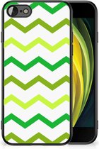 TPU Siliconen Hoesje met Foto Geschikt voor iPhone 7/8/SE 2020/2022 Telefoonhoesje met Zwarte rand Zigzag Groen