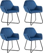 Decoways - Eetkamerstoelen 4 stuks fluweel blauw