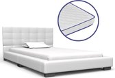 Decoways - Bed met traagschuim matras kunstleer wit 90x200 cm