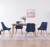 Decoways - Eetkamerstoelen 4 stuks stof blauw