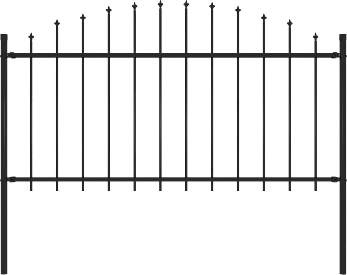 Decoways - Tuinhek met speren bovenkant (1,25-1,5)x1,7 m staal zwart