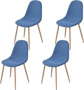Decoways - Eetkamerstoelen 4 stuks stof blauw