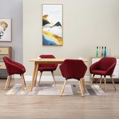 Decoways - Eetkamerstoelen 4 stuks stof wijnrood