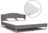 Decoways - Bed met matras stof lichtgrijs 180x200 cm