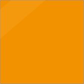 Blanco sticker glans oranje, vierkant, beschrijfbaar 150 x 150 mm