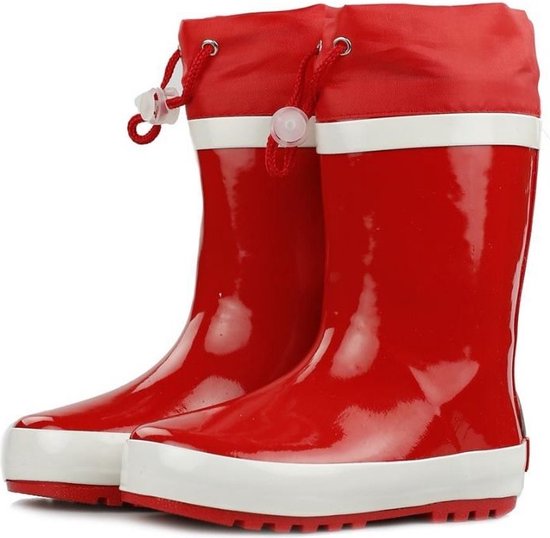 Playshoes Bottes de pluie pour femmes avec cordon de serrage Enfants - Rouge - Taille 30-31
