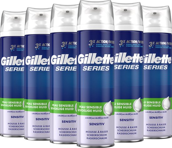 Gillette Scheerschuim Mannen voor Gevoelige Huid - 6x250ml Voordeelverpakking