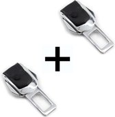 Hozard® 2 Stuks Gordel Alarm Stopper - Voor Auto - Auto Accessoires - Airbag Dimmer - Zilver Met Leer