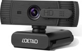 LOETAD Webcam 1080P autofocus Full HD camera met afdekking 2 microfoon stereo-geluid voor video chat streaming