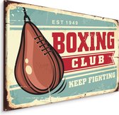 Schilderij - Boxing Club, Keep Fighting, Premium Print op Canvas