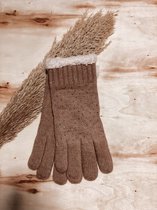 Winter Handschoenen - Dames - Verwarmde - Lichtbruin met zwarte stippen