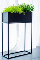 Zwart metalen bloemenstandaard/Plantenbak 60x87x23 cm, perfect voor vele interieurs