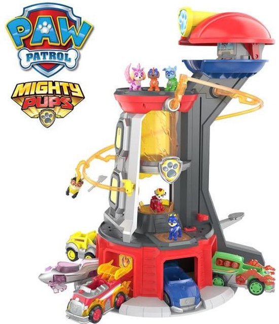 PAW Patrol, Mighty Pups Super PAWs Speelset-uitkijktoren met lampjes en  geluiden,... | bol.com