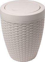 Addis Ronde afvalemmer met klapdeksel in bamboe-look, met calico bekleed